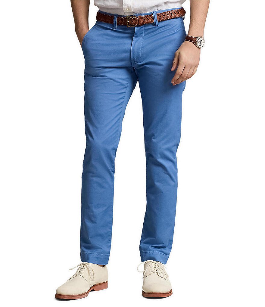Однотонные эластичные брюки-чинос узкого кроя Polo Ralph Lauren, синий мужские эластичные брюки чинос прямого кроя polo ralph lauren белый