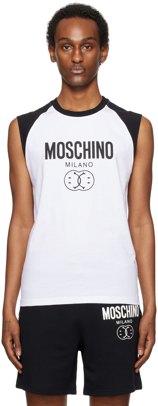 

Белая майка с двойным смайликом Moschino
