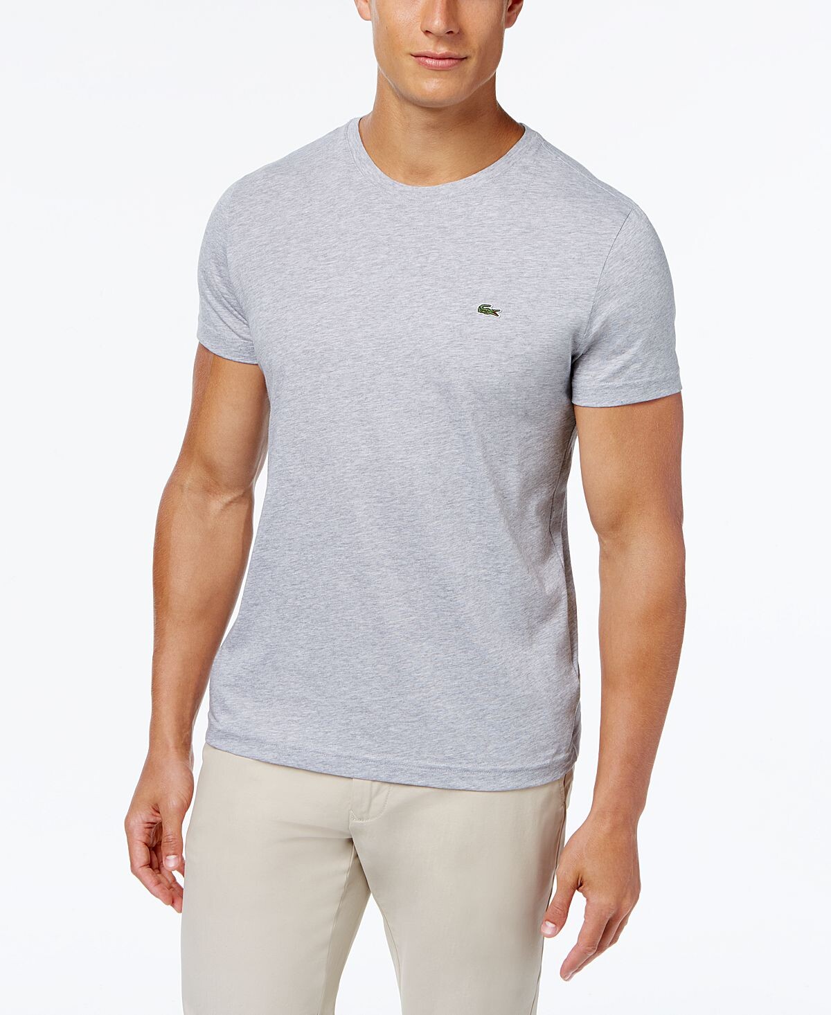 

Мужская классическая футболка с круглым вырезом из мягкого хлопка пима Lacoste, мульти, Серый
