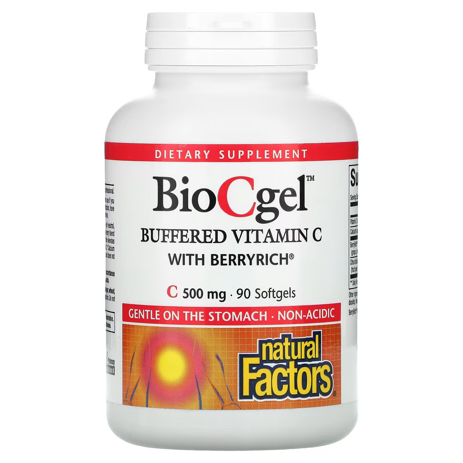 Natural Factors, BioCgel, буферизованный витамин C с BerryRich, 500 мг, 90 мягких таблеток