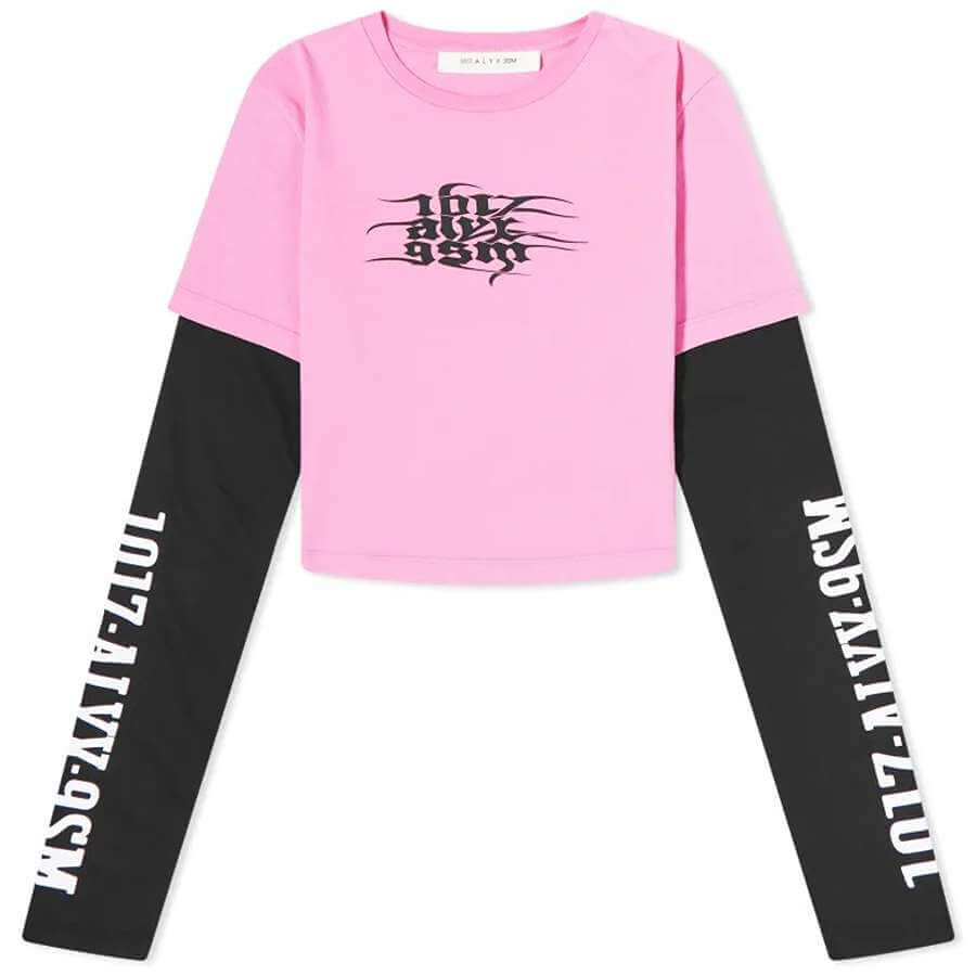 

Футболка 1017 ALYX 9SM Doubl Sleeve Crop, розовый/черный