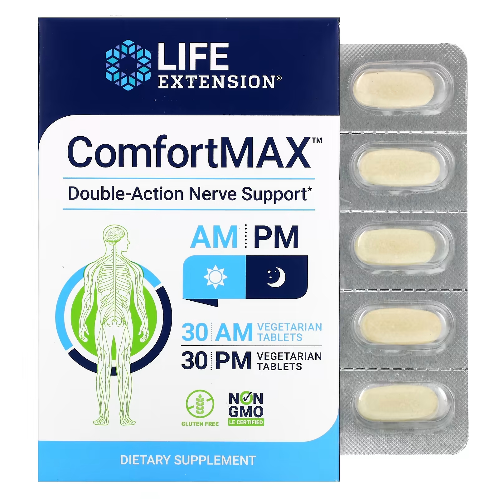 Добавка для Поддержки Нервной Системы Life Extension ComfortMAX, 60 вегетарианских таблеток