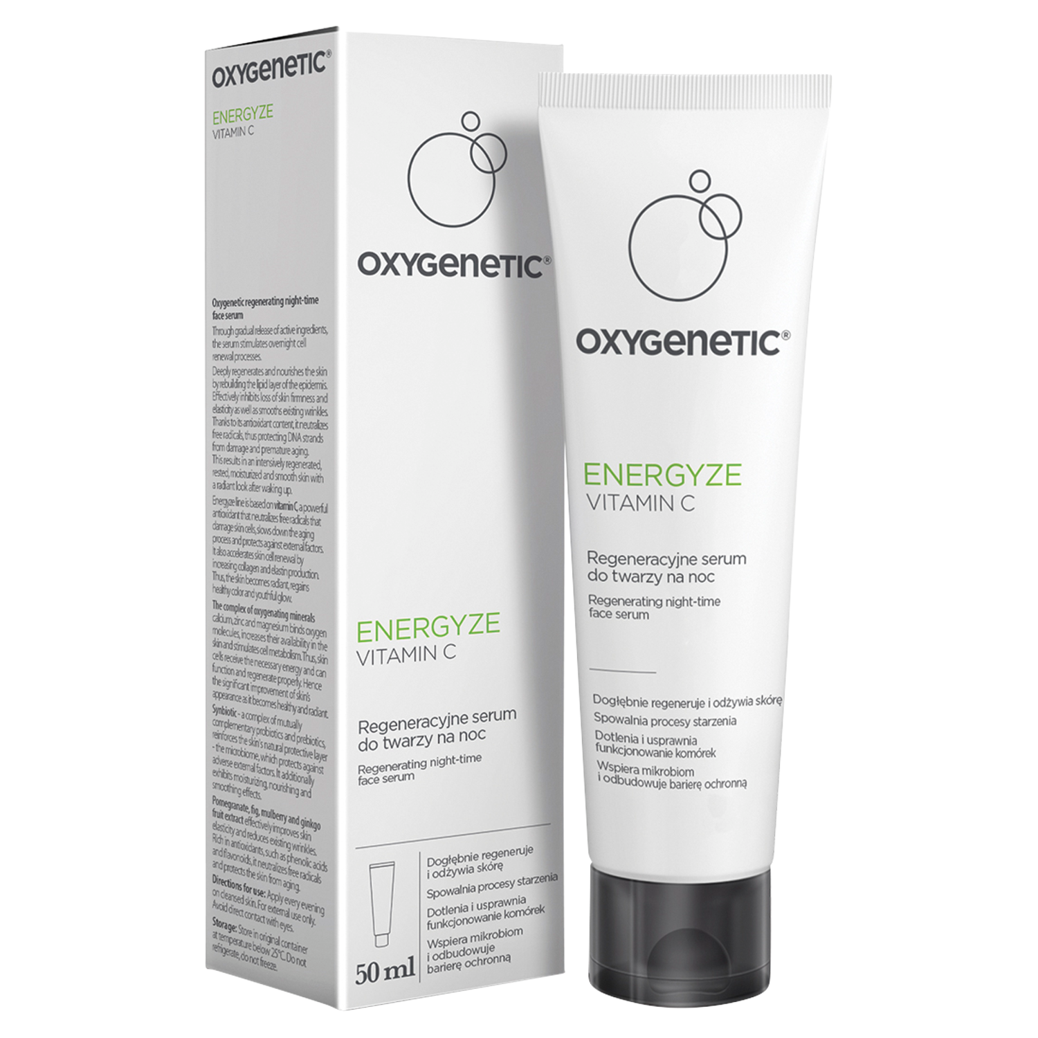 Oxygenetic Energyze Vitamin C Восстанавливающая ночная сыворотка для лица, 50 мл