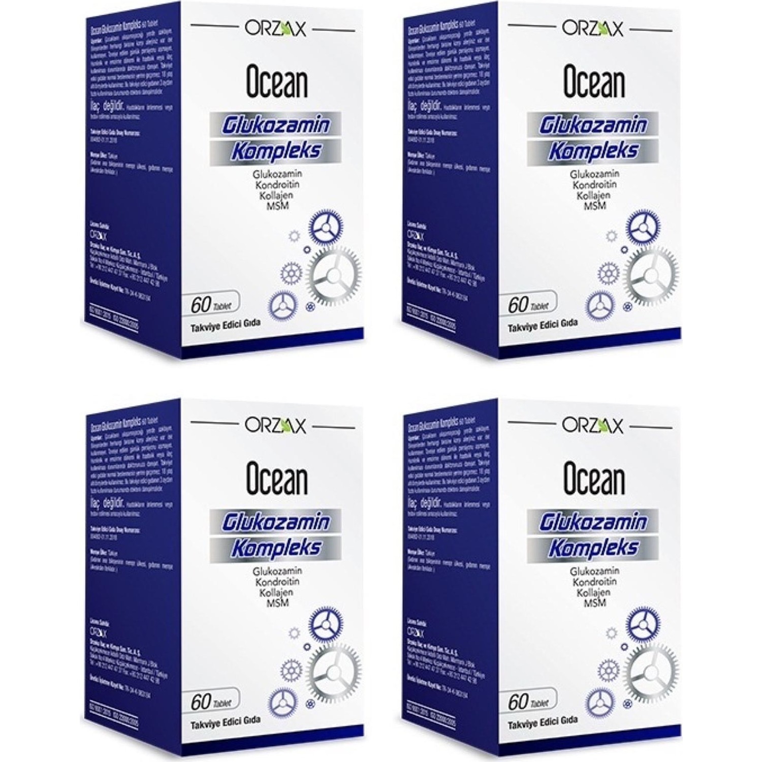 Комплекс глюкозамина Ocean, 4 упаковки по 60 таблеток шестерня средняя для мясорубки cameron mg 1500 d 66 23 7мм