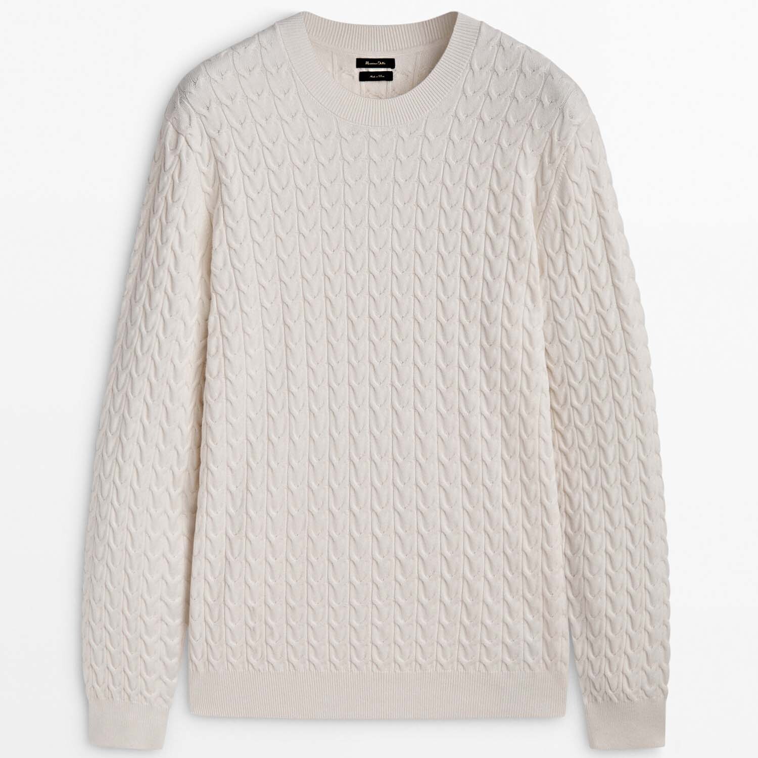 

Свитер Massimo Dutti Cable Knit With A Crew Neck, белый