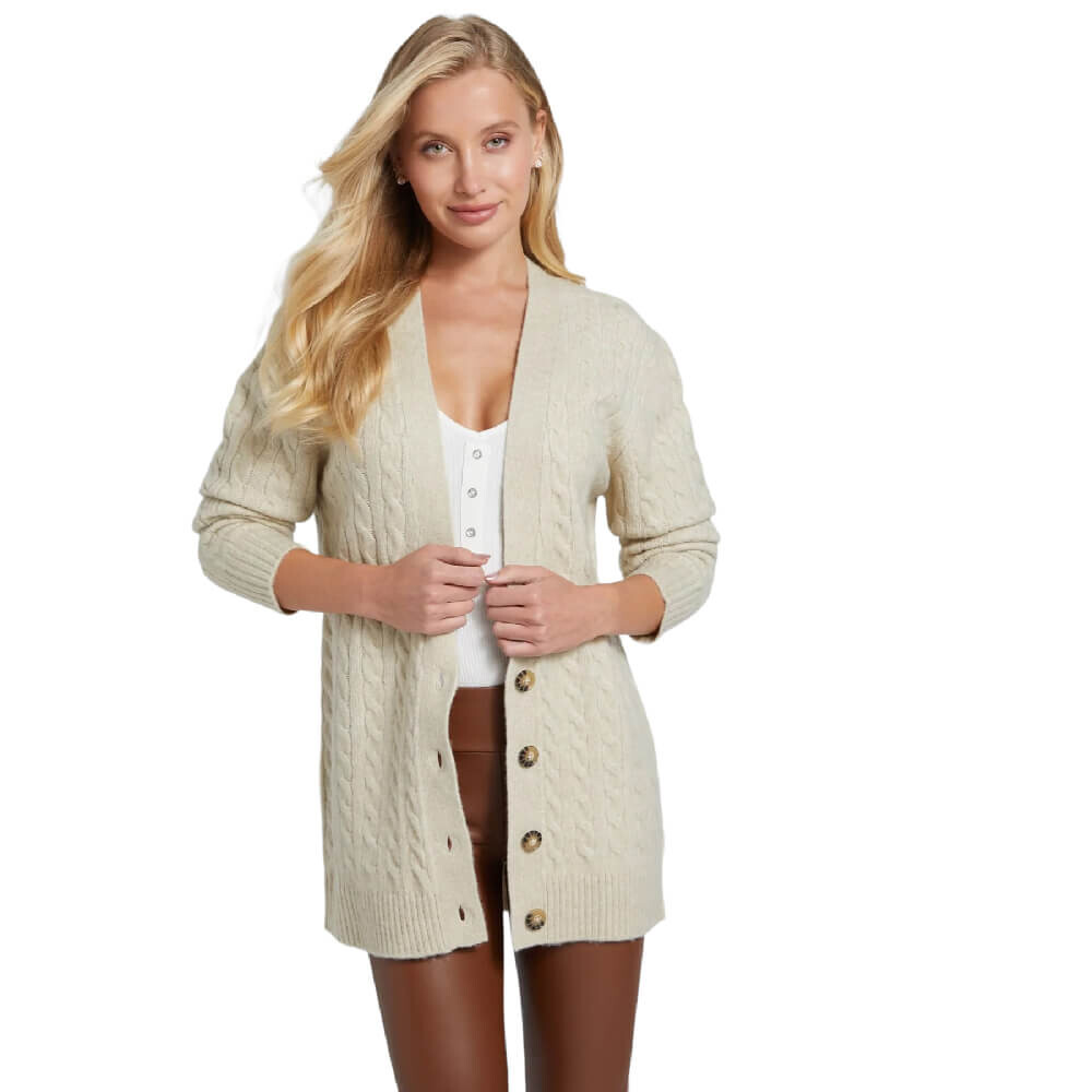 

Кардиган Guess Factory Ojai Wool-Blend, светло-серый