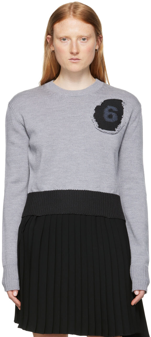 

Серый свитер с нашивками MM6 Maison Margiela