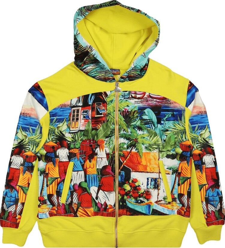 

Худи Just Don Island Market Zip Up Hoodie 'Yellow/Multicolor', желтый