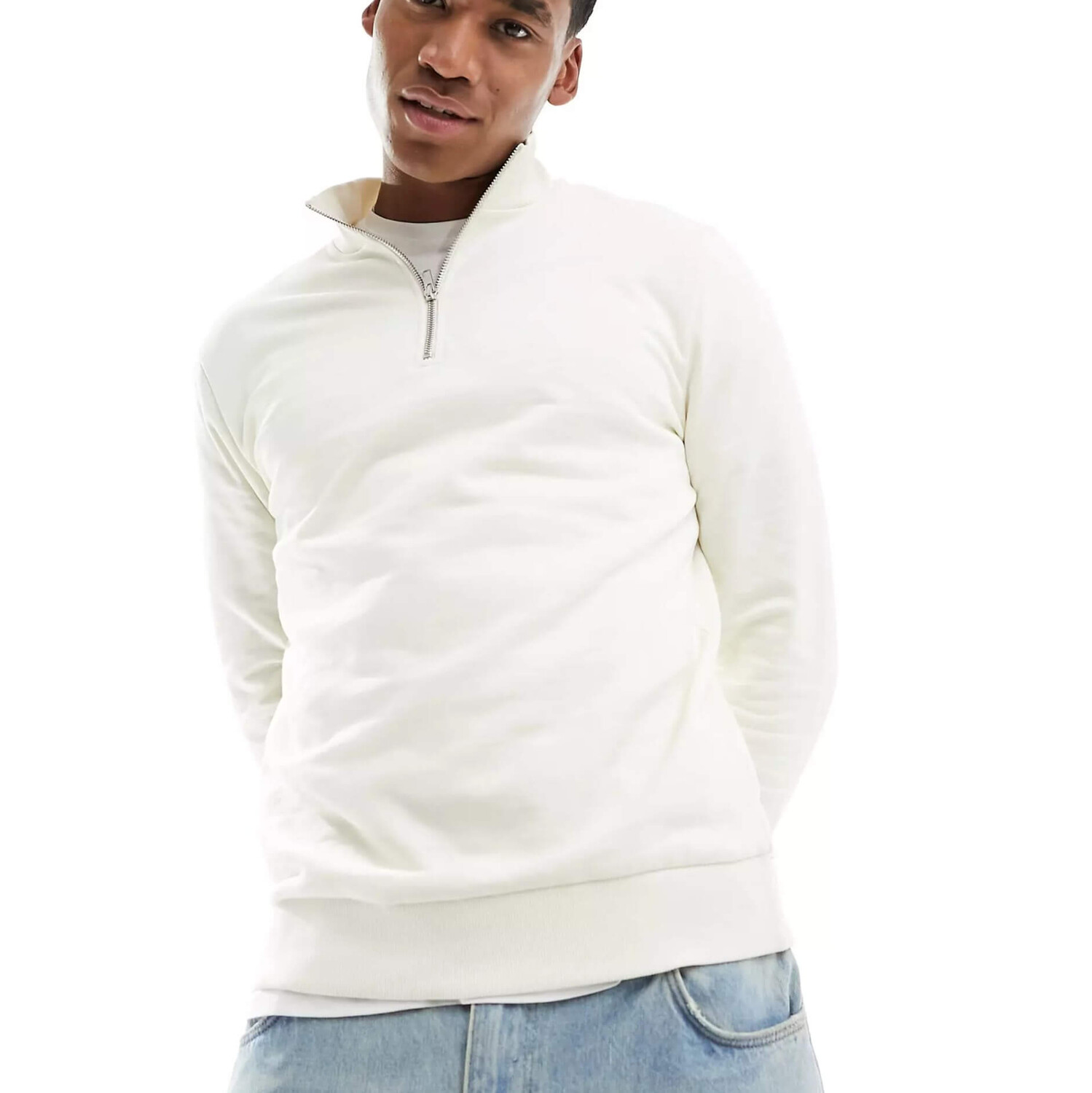 

Толстовка Asos Design With Half Zip, белый