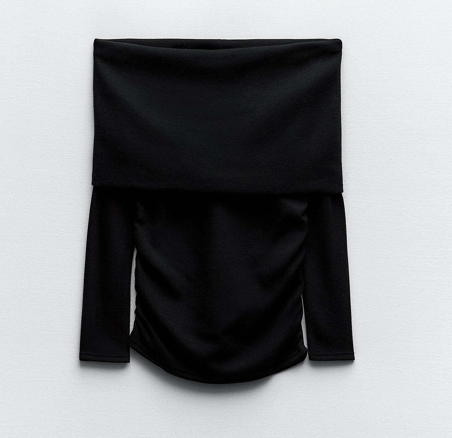 Свитер Zara Off-the-shoulder Soft, черный цена и фото