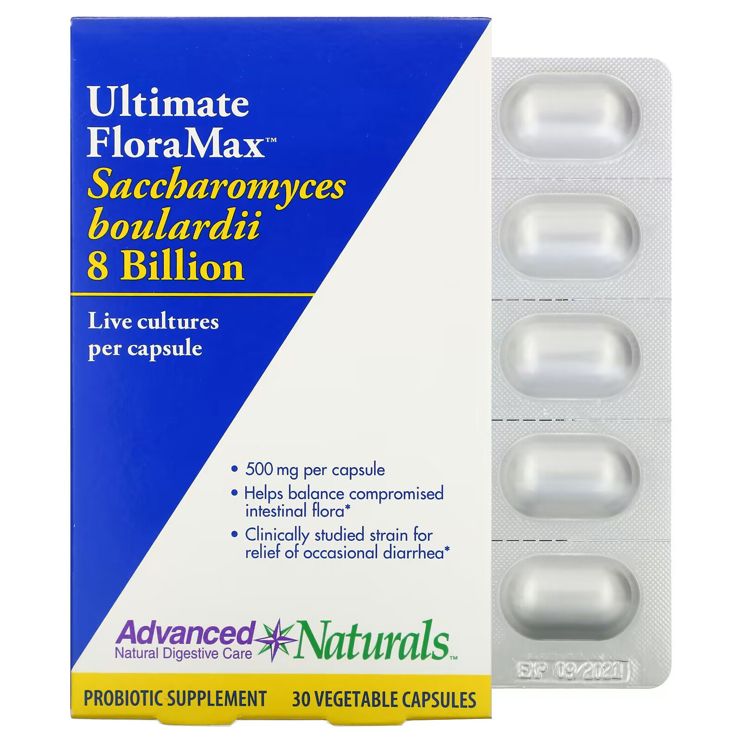 

Advanced Naturals, Ultimate FloraMax, сахаромицеты Буларди, 8 миллиардов КОЕ, 30 растительных капсул