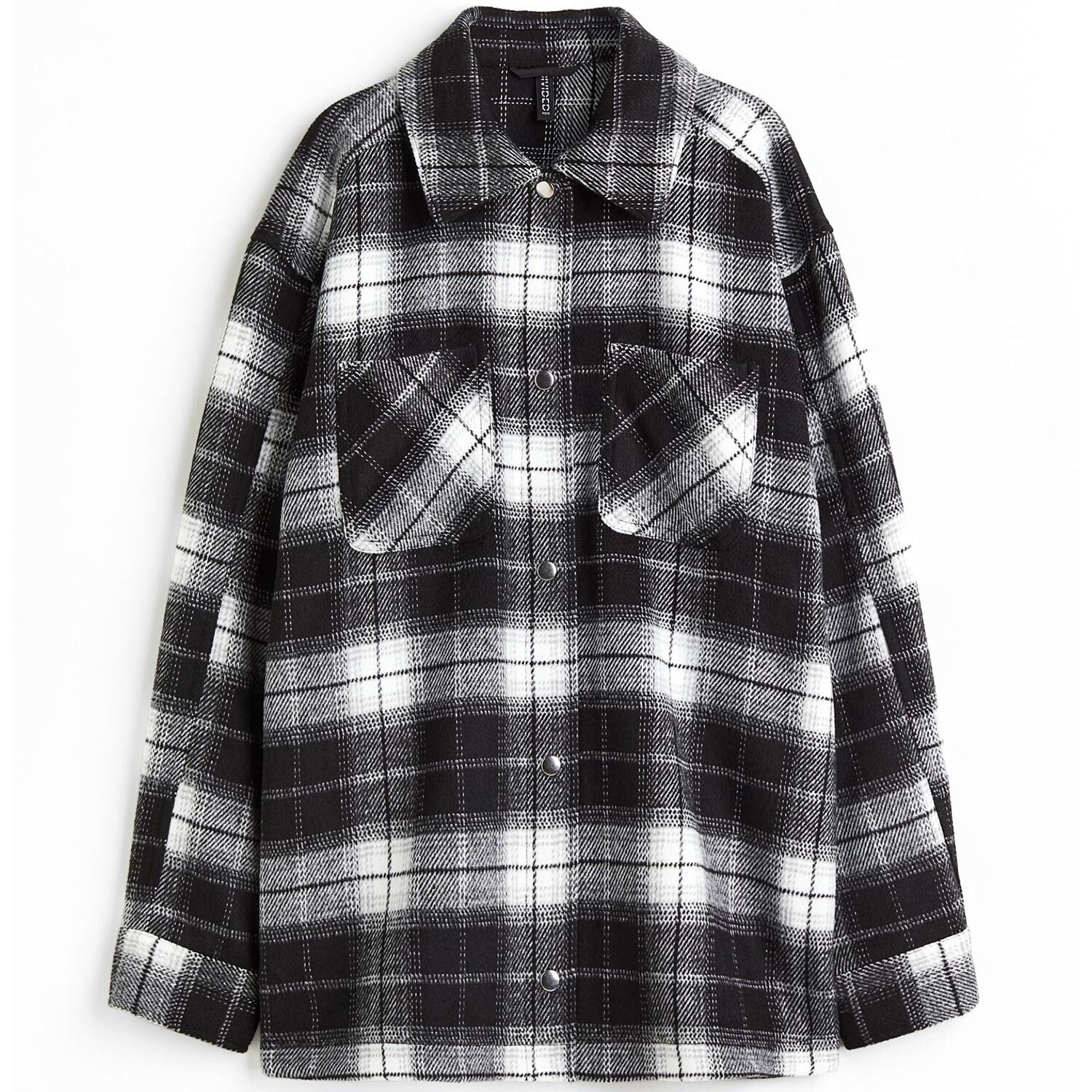 Куртка-рубашка H&M Plaid, черный/белый куртка рубашка h