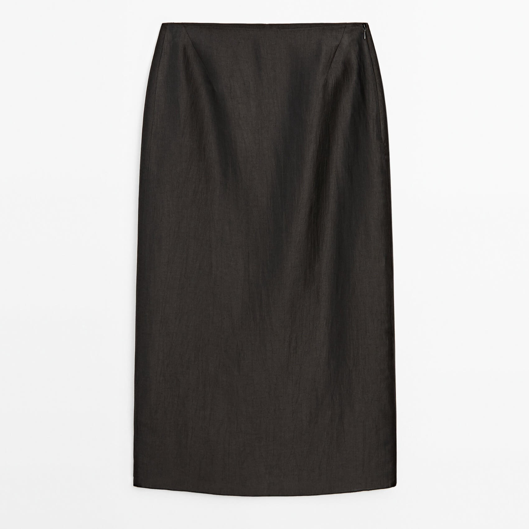 Юбка Massimo Dutti Satin Linen Blend, черный юбка миди разрез размер 25 синий