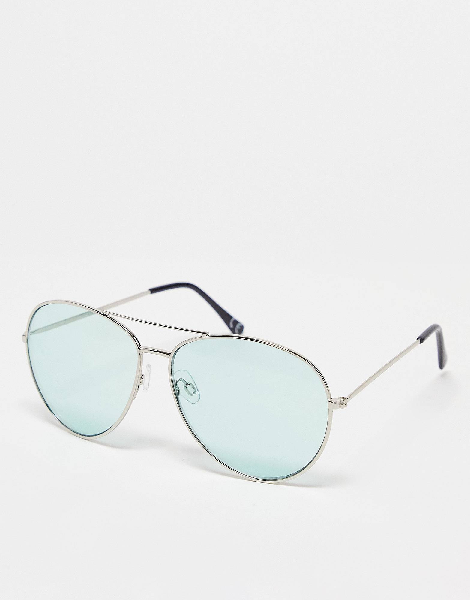 Солнцезащитные очки-авиаторы с зелеными линзами ASOS DESIGN
