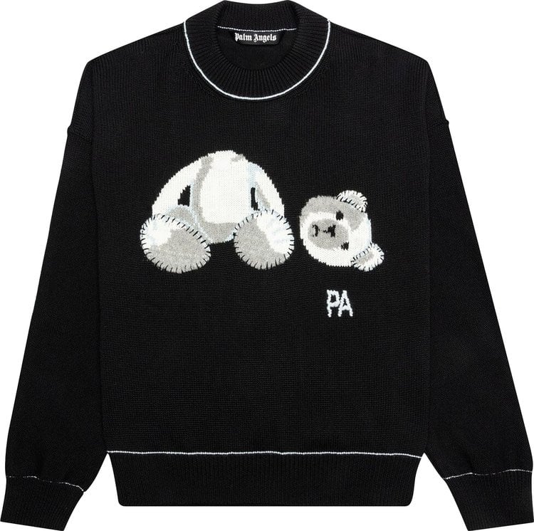 Свитер Palm Angels Ice Bear Sweater 'Black/White', черный - фото