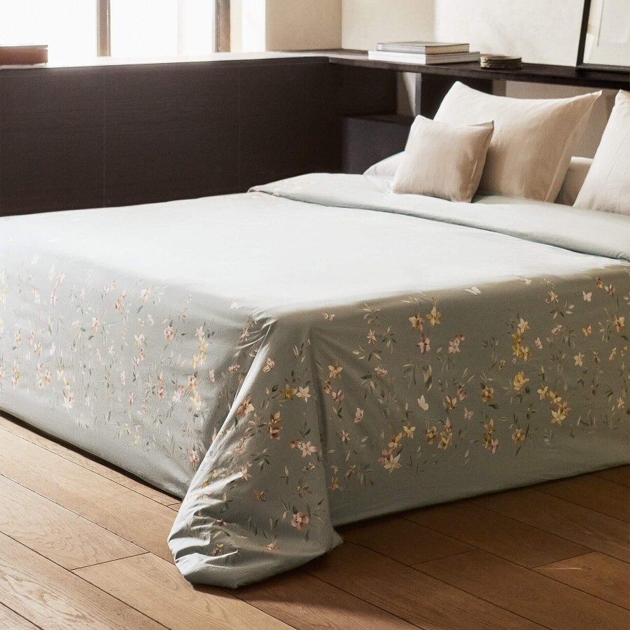 

Пододеяльник Zara Home Flower And Butterfly Print, зеленый