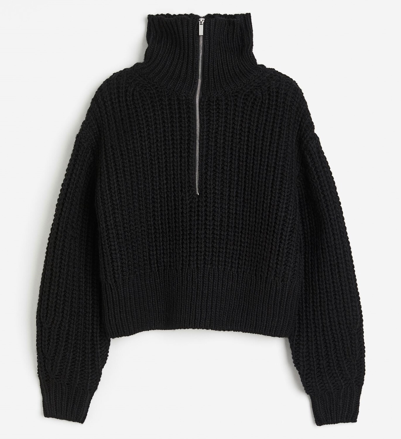 

Свитер H&M Chunky-knit Half-zip, черный