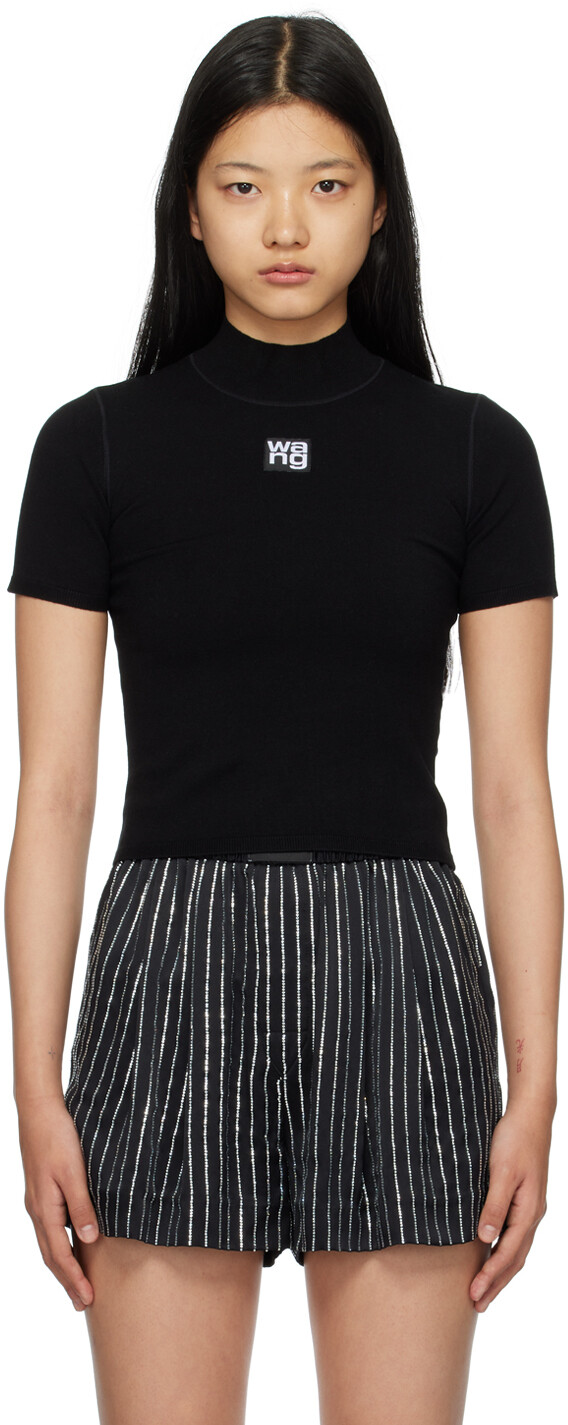 

Черная футболка с воротником-стойкой alexanderwang.t, Черный