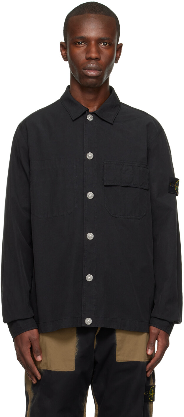 

Черная рубашка с нашивками Stone Island, Коричневый