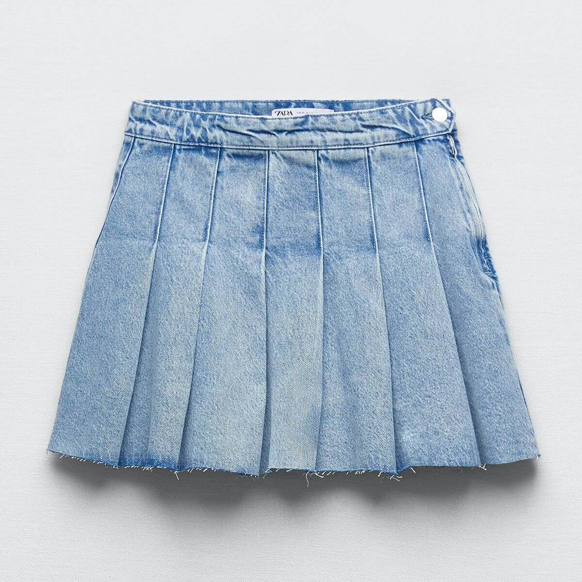 

Юбка-мини Zara Denim Box Pleat, голубой