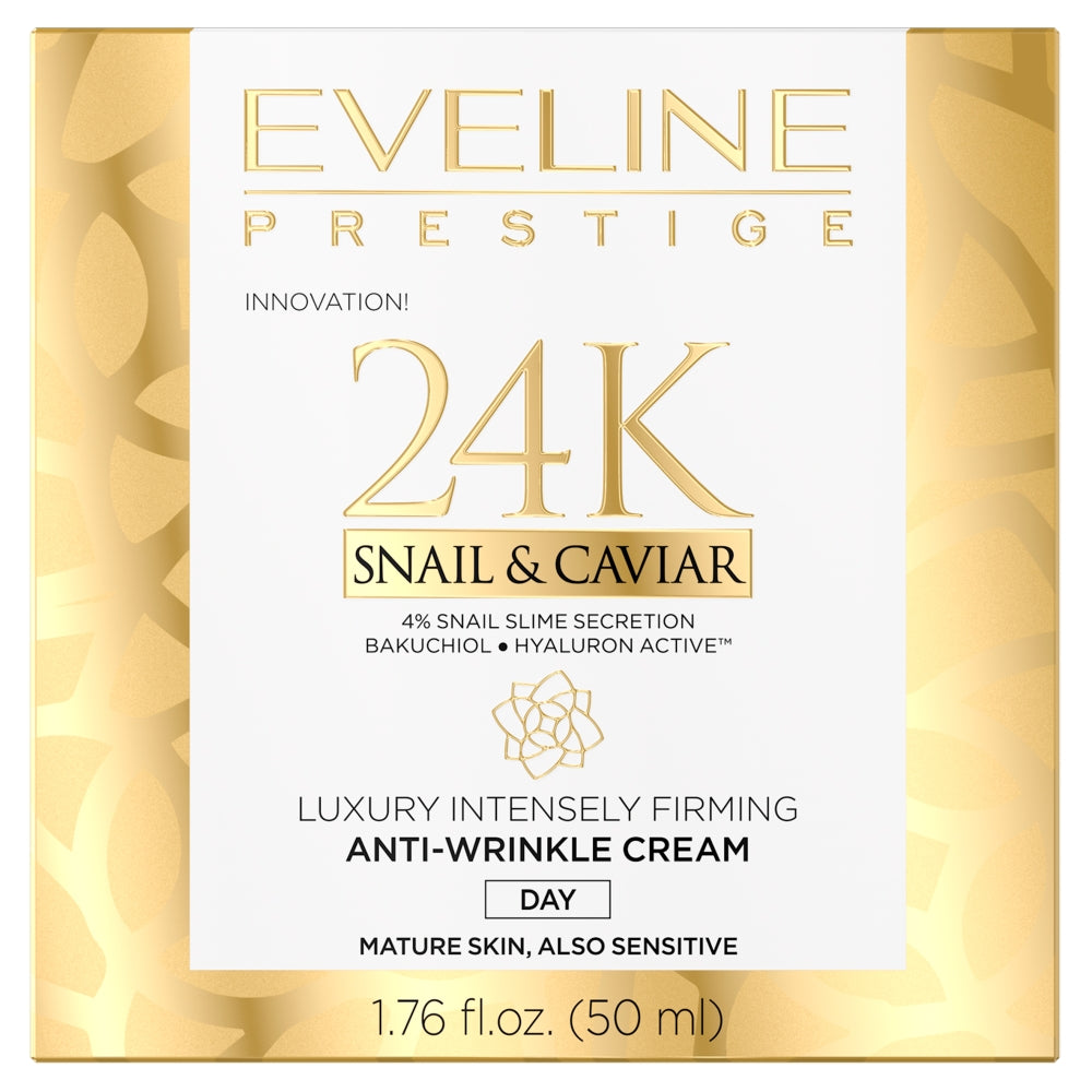 Eveline Cosmetics Prestige 24k Snail&Caviar люкс интенсивно укрепляющий дневной крем против морщин 50мл