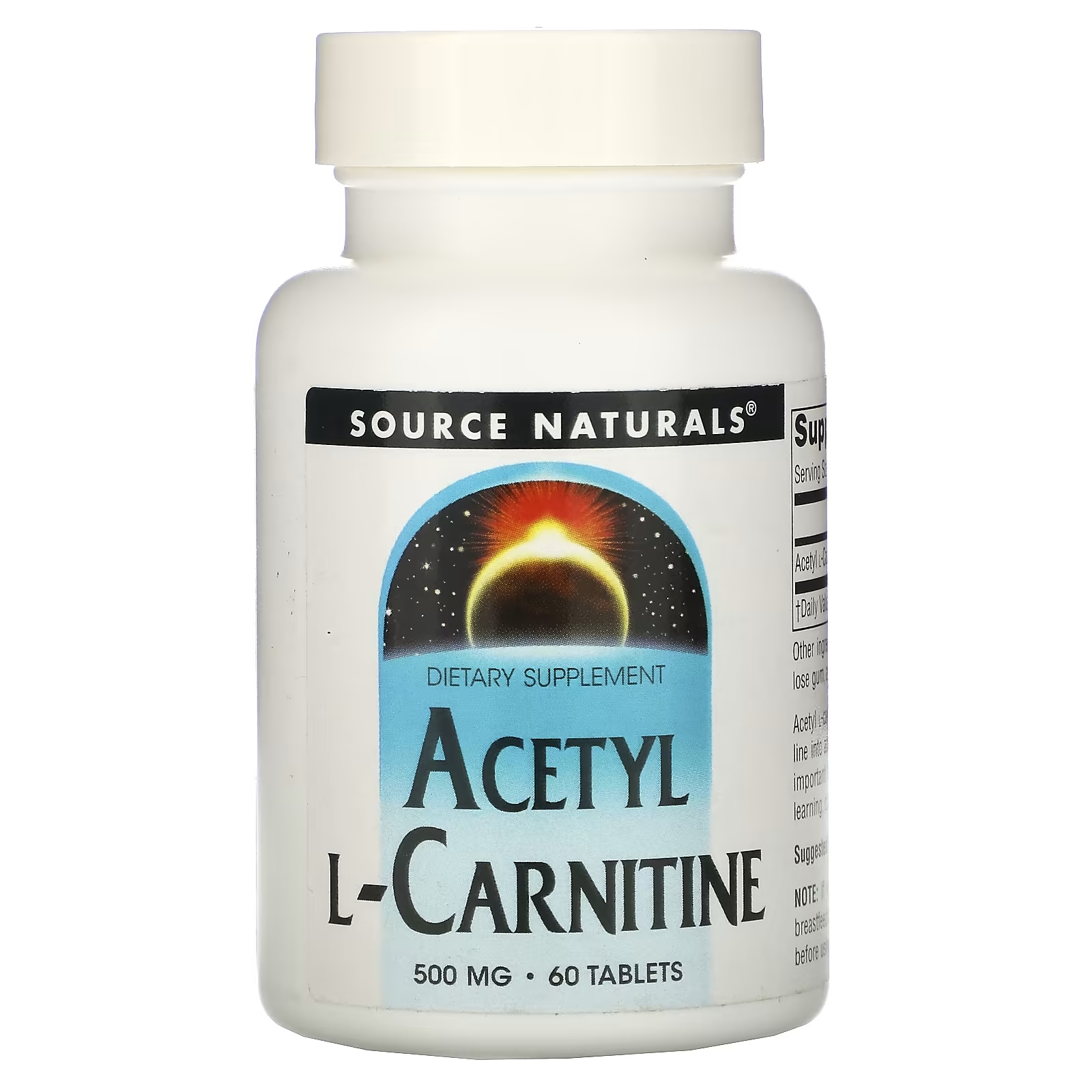 Source Naturals ацетил-L-карнитин 500 мг, 60 таблеток source naturals блокировщик углеводов стадия 2 500 мг 60 таблеток