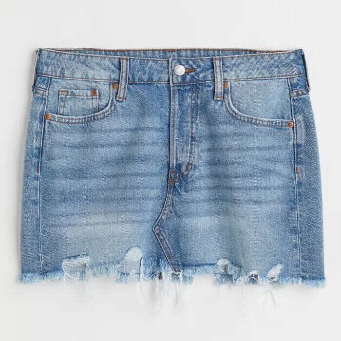 Юбка H&M Low Waist Denim, синий