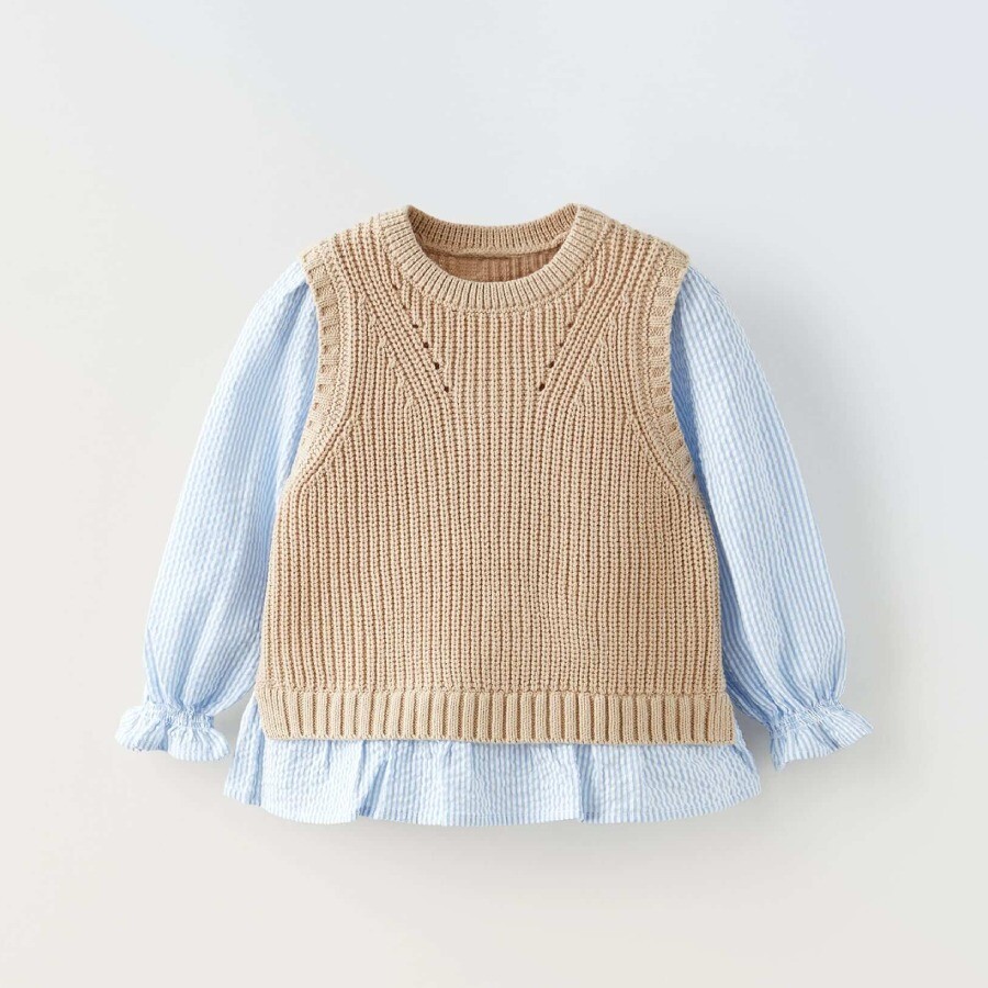 

Свитер Zara Contrast, песочный