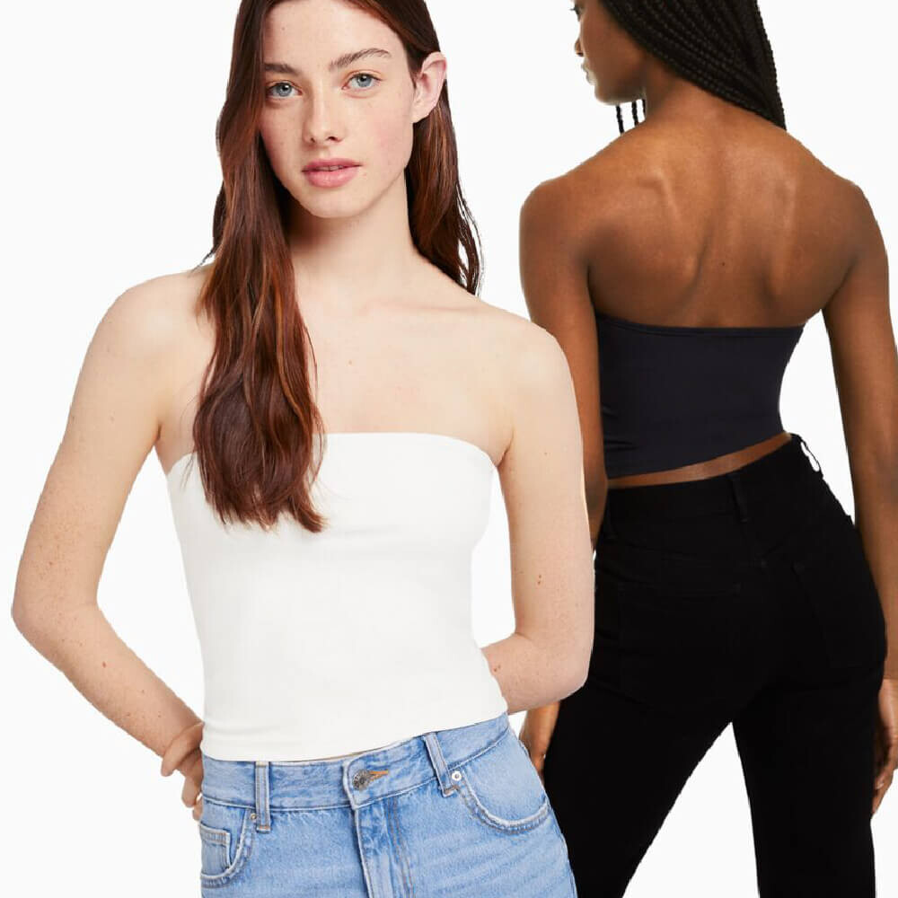 

Комплект топов Bershka Bandeau, черный/белый