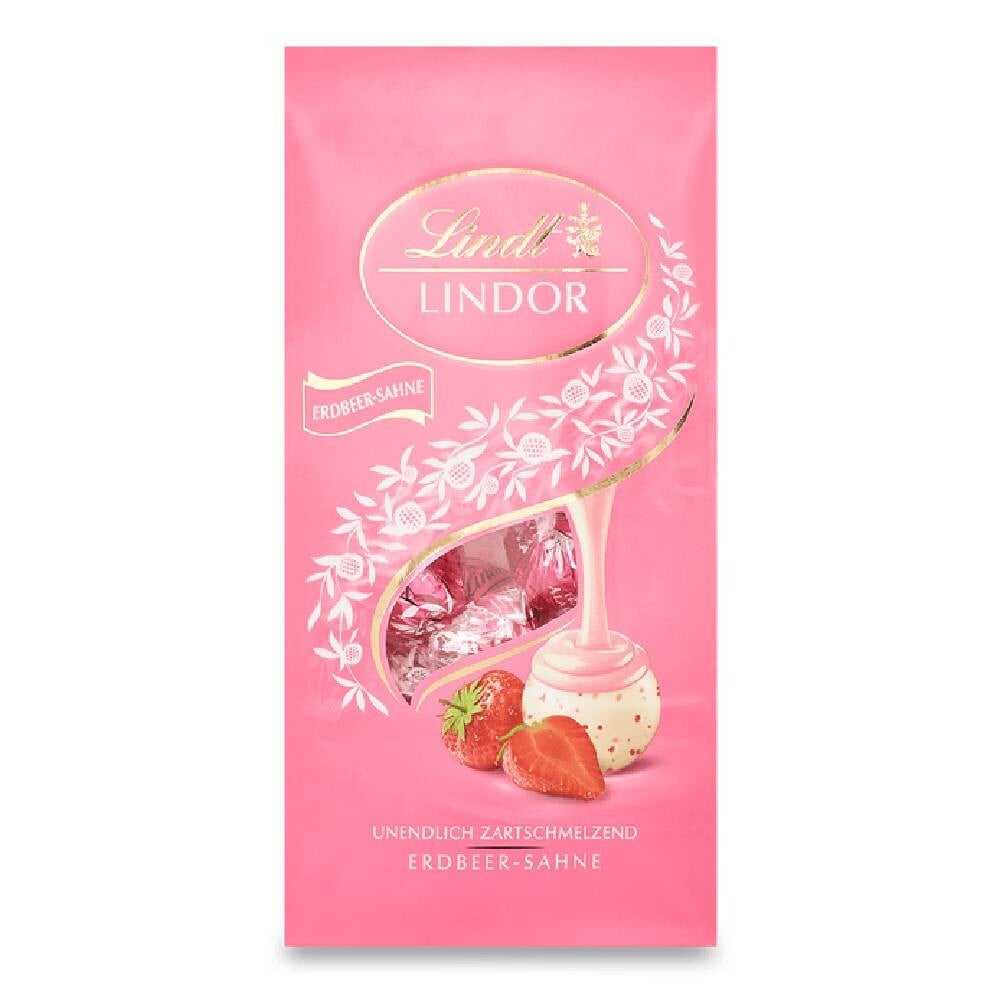 

Конфеты Lindt Lindor Kugel Beutel, клубника со сливками, 137г