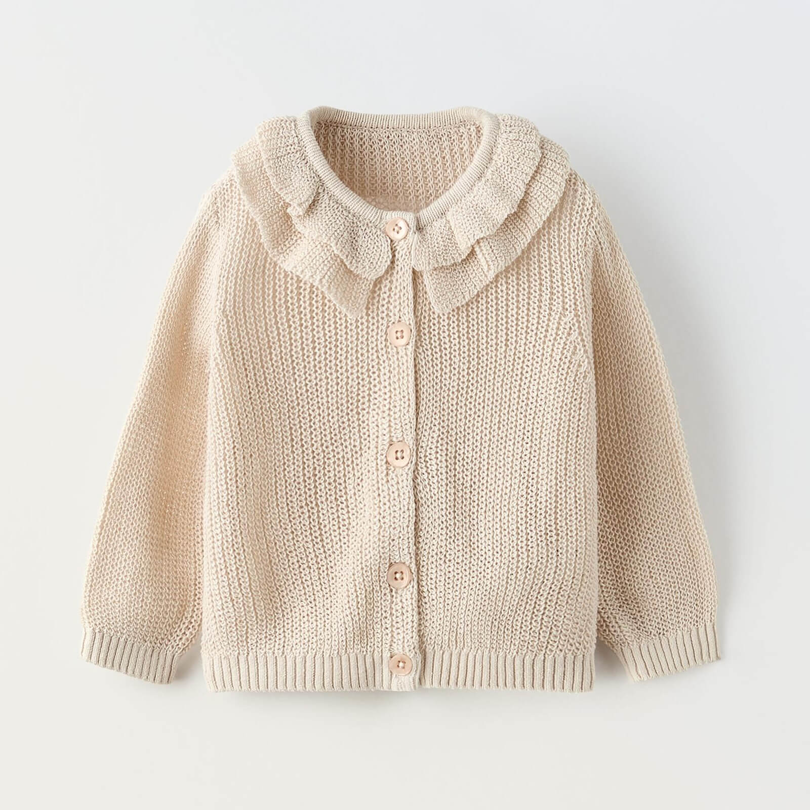 свитер zara knit with matching textured detail кремовый Кардиган Zara Interlock Knit With Neck Detail, бежевый