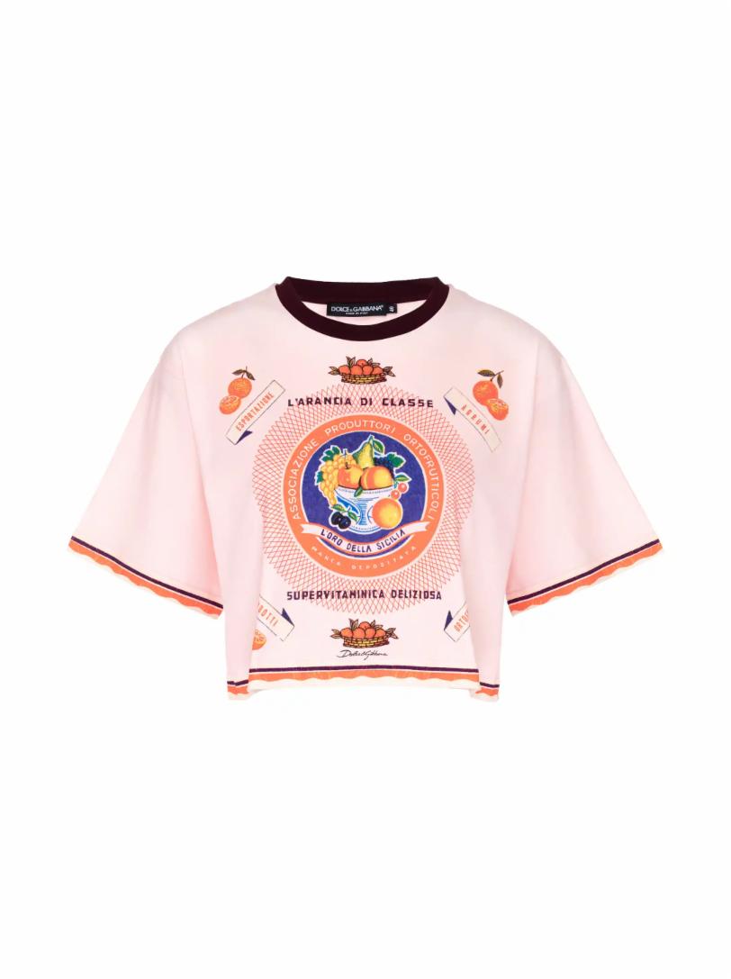 Укороченная футболка с принтом Dolce&Gabbana