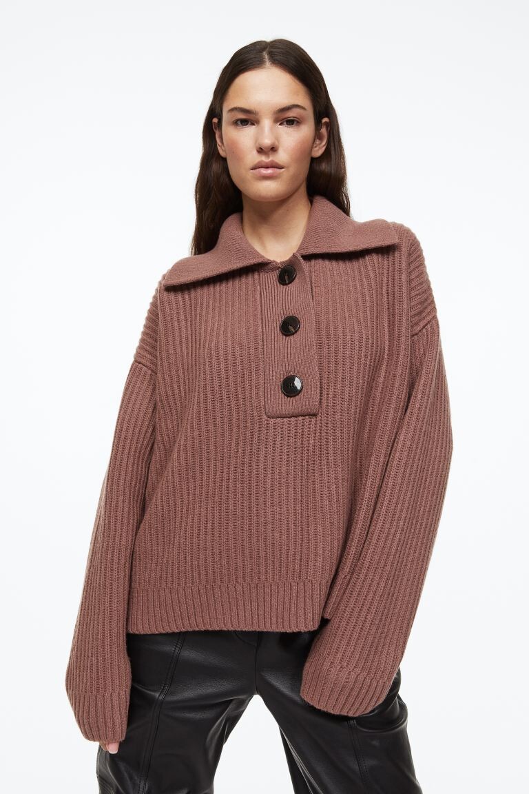 

Джемпер в рубчик из смесовой шерсти H&M, ржаво-коричневый