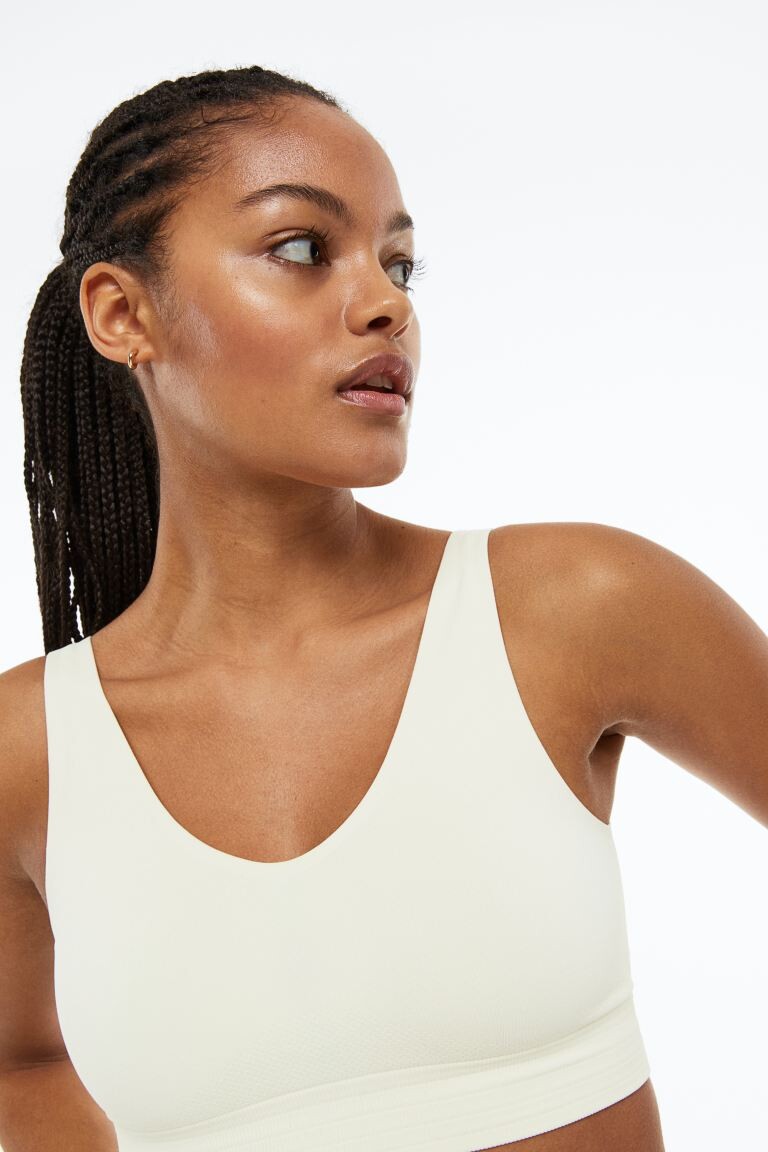 

Бесшовный спортивный бюстгальтер DryMove H&M, сливочный