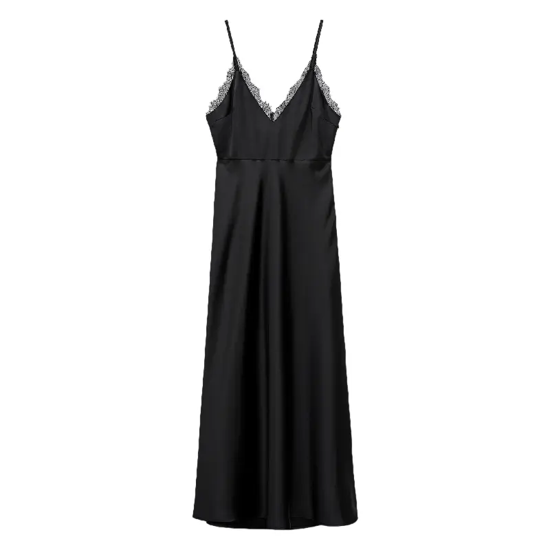 

Атласное платье-комбинация ZARA, черный