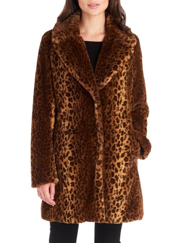

Пальто из искусственного меха с леопардовым принтом Kensie Leopard