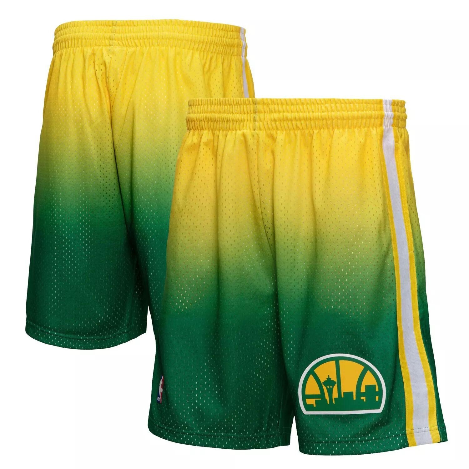 

Мужские шорты Mitchell & Ness желто-зеленого цвета Seattle SuperSonics 1994/95 Hardwood Classics Fadeaway Reload 3.0 Swingman