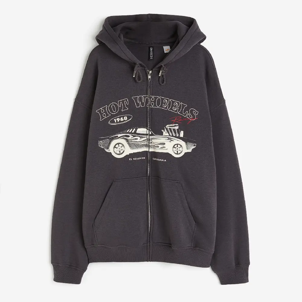 

Толстовка H&M Oversized Printed Hot Wheels, темно-серый