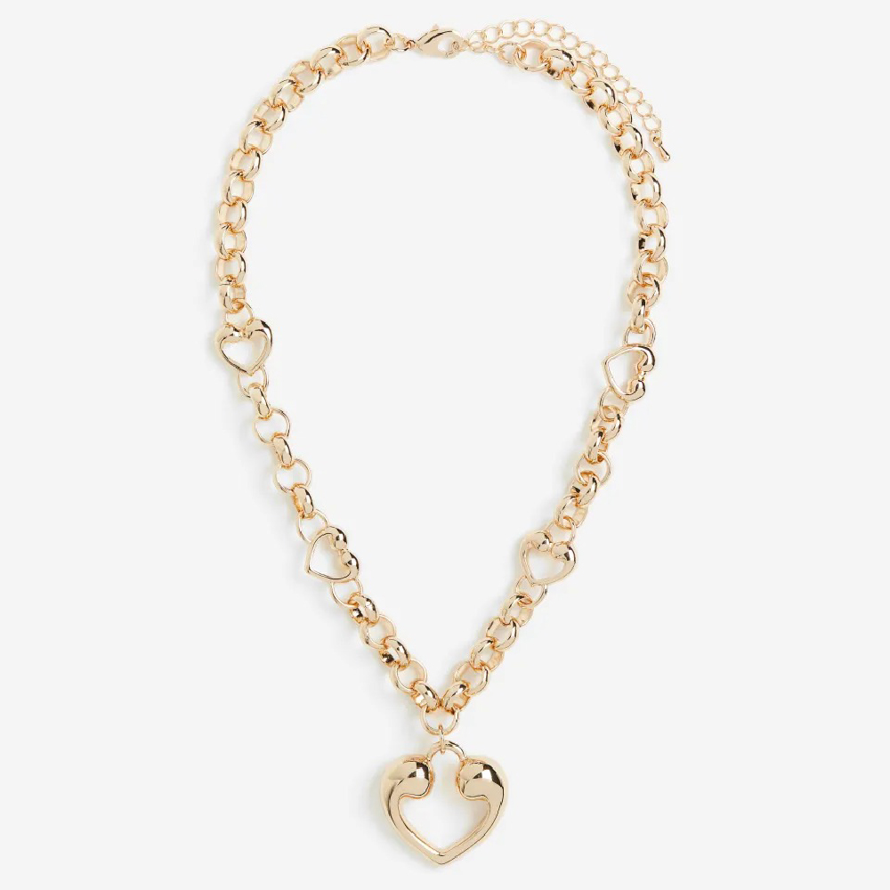 Ожерелье-подвеска H&M Heart-pendant, золотистый