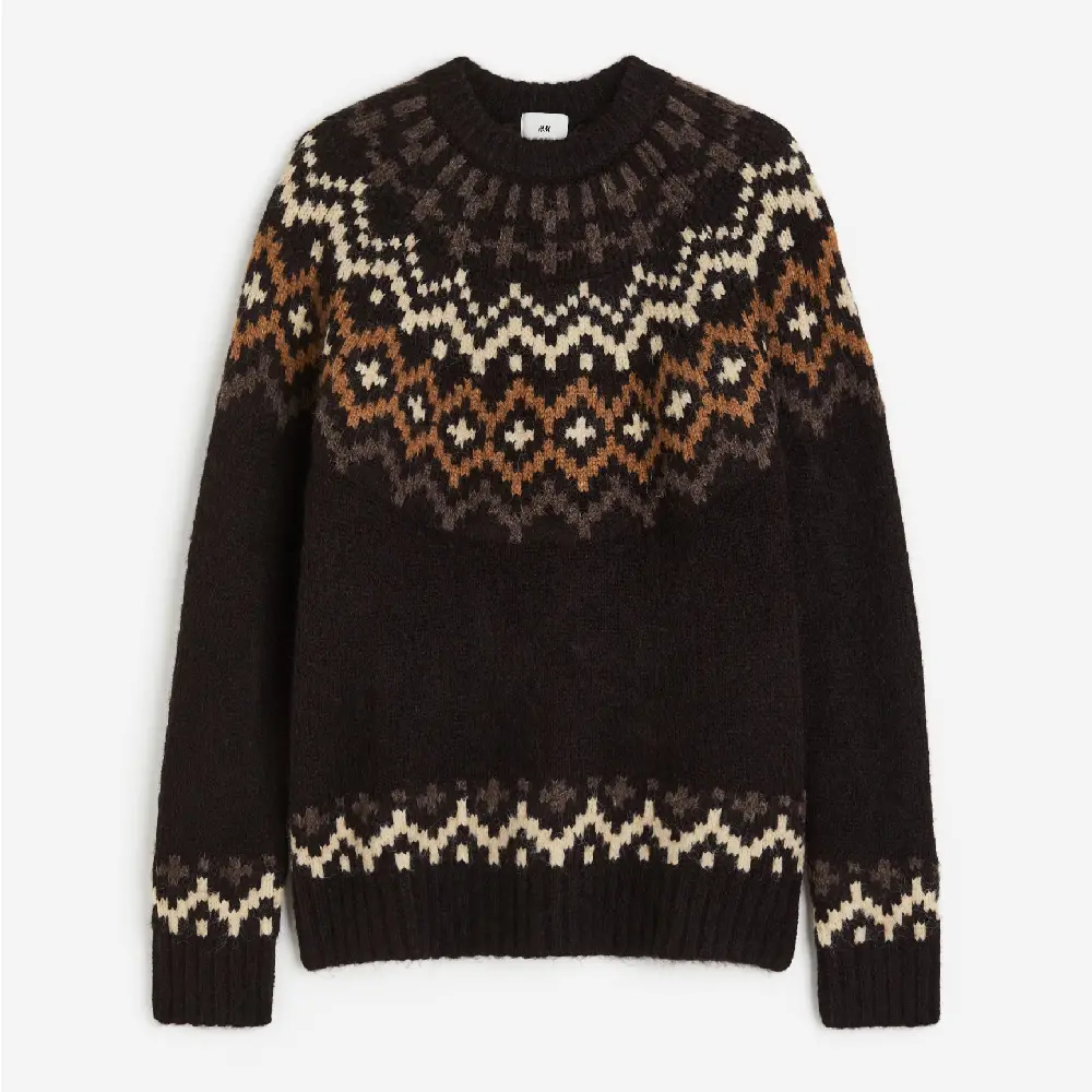 

Свитер H&M Regular Fit Jacquard, темно-коричневый