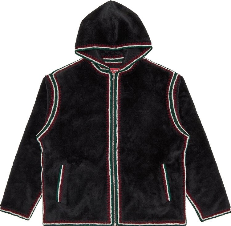

Топ Supreme Crochet Edge Hooded Zip Up Top 'Black', черный