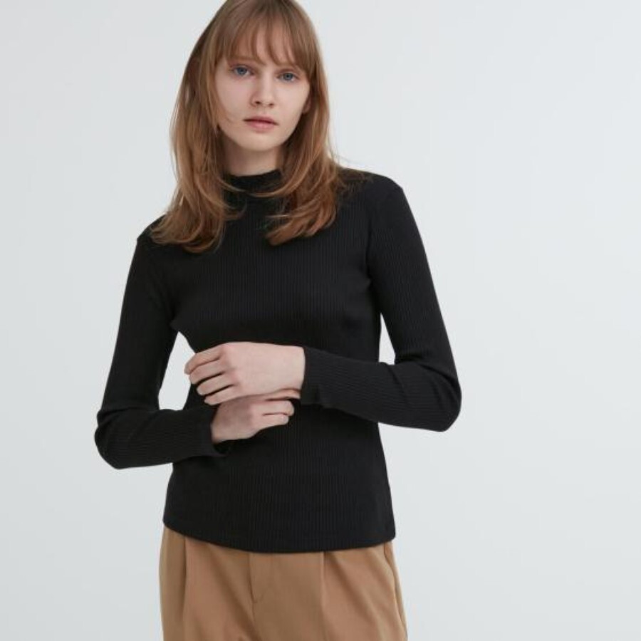 

Лонгслив Uniqlo Heattech Ribbed, черный