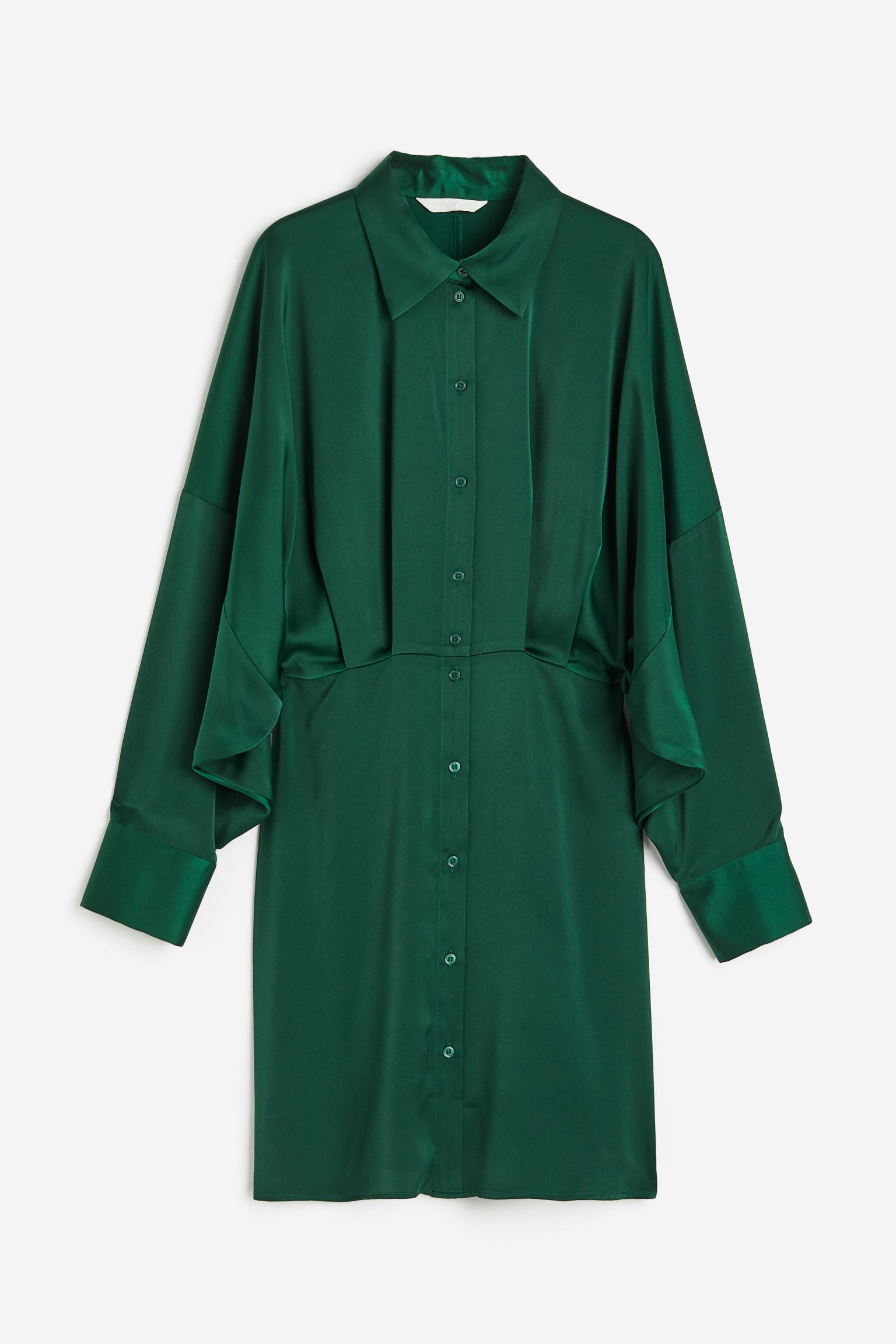 Платье H&M Satin Shirt, темно-зеленый пинцет прямой остроконечный антистатический proskit tz 212n 129 мм