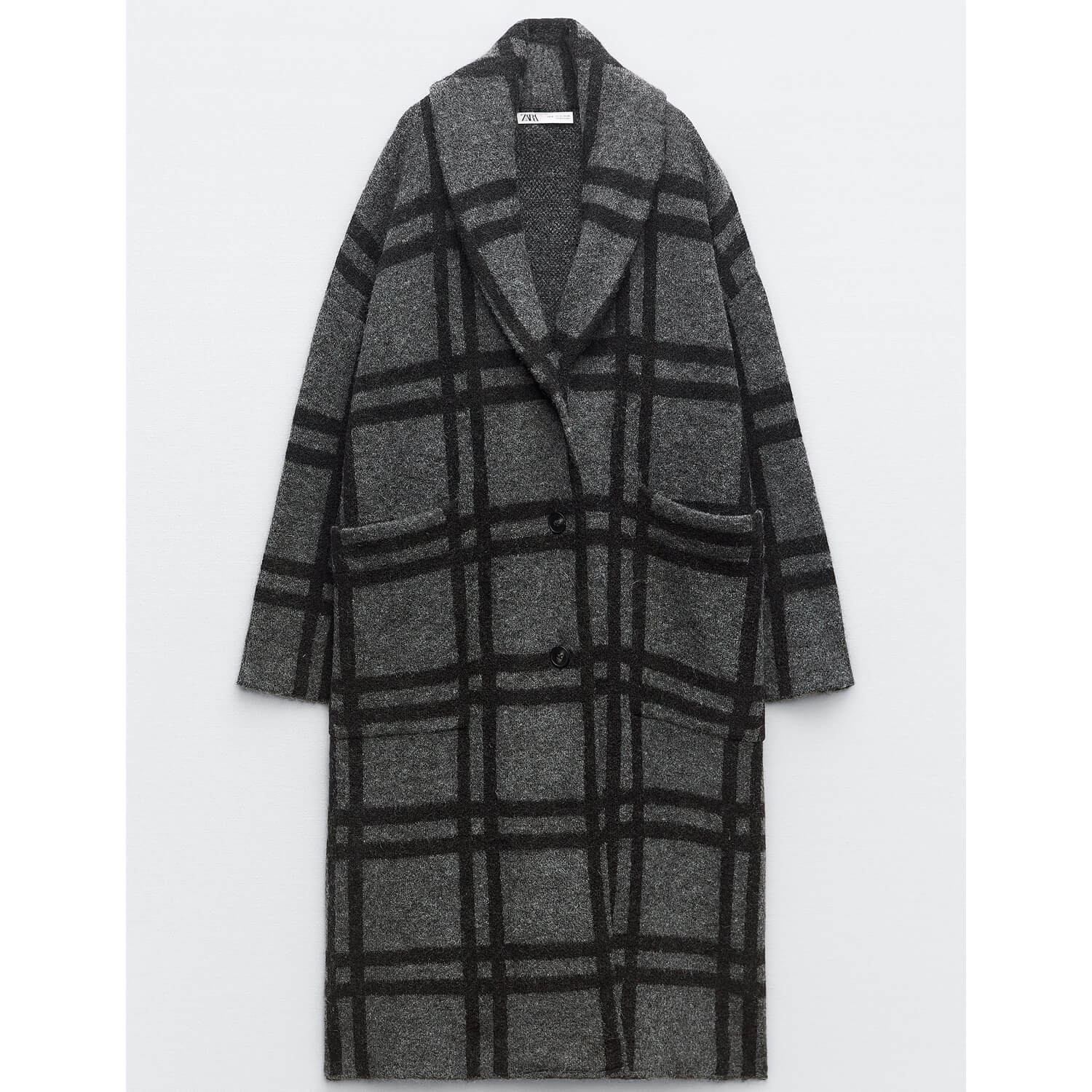 Пальто Zara Check Knit Jacquard, серый кроп топ zara check knit розовый