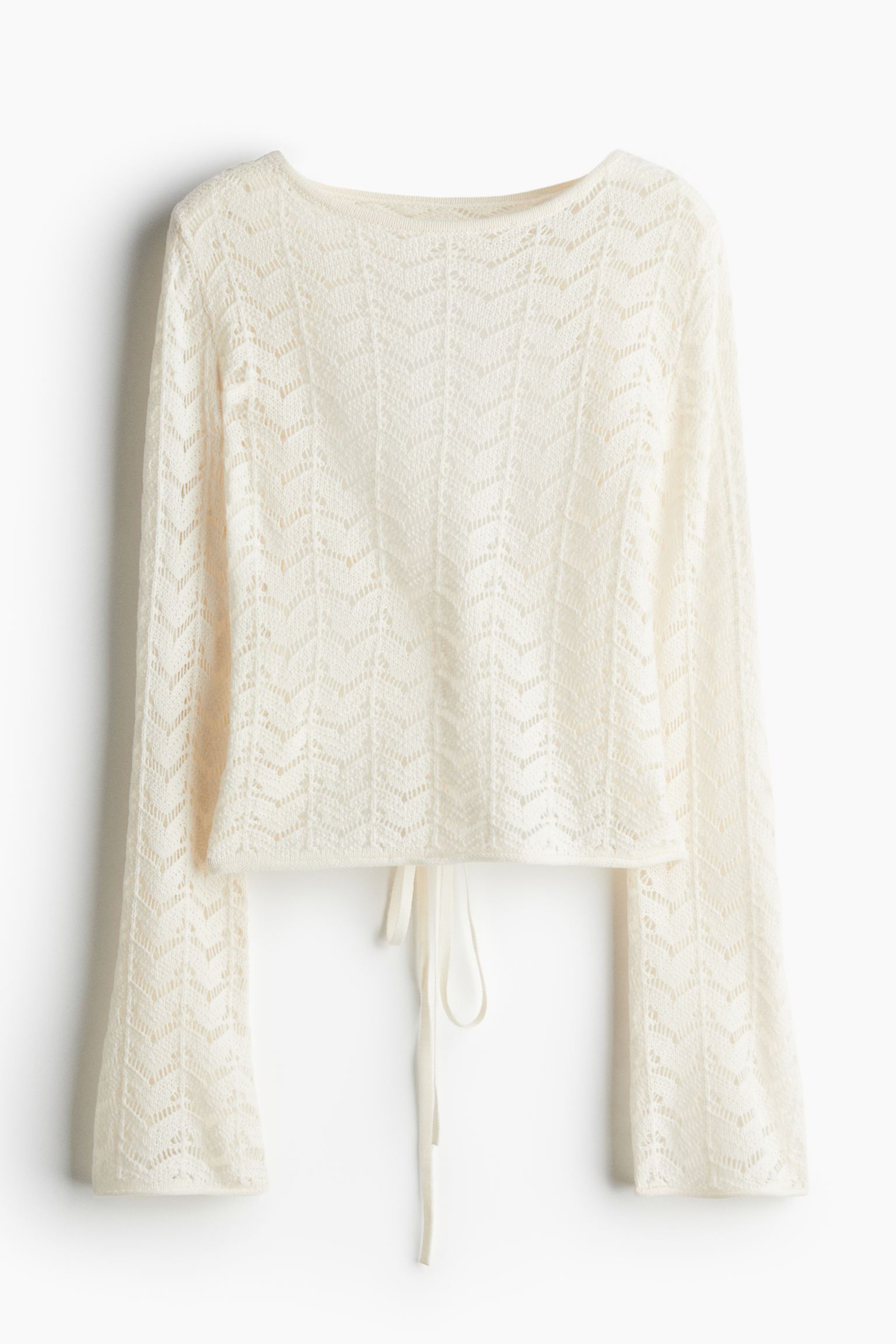 Топ H&M Open-back Pointelle-knit, кремовый