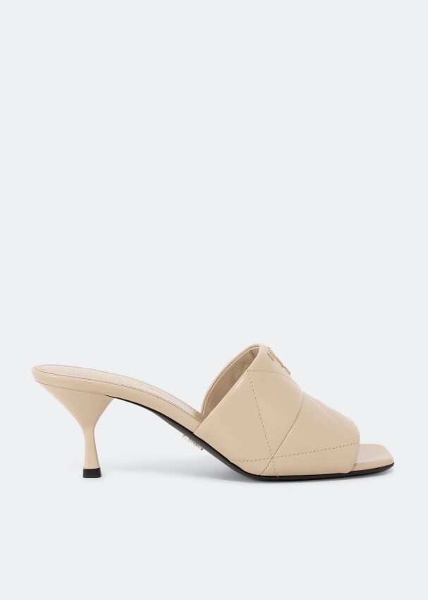 

Мюли PRADA Quilted nappa leather mules, бежевый