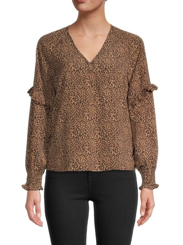 

Топ Saks Fifth Avenue с оборками и цветочным принтом, leopard