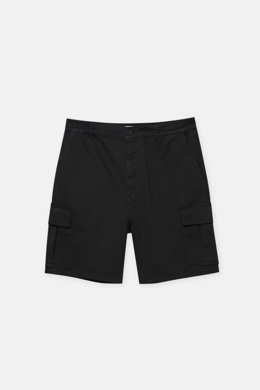 

Шорты Pull&Bear Basic Cargo Bermuda Shorts, чёрный