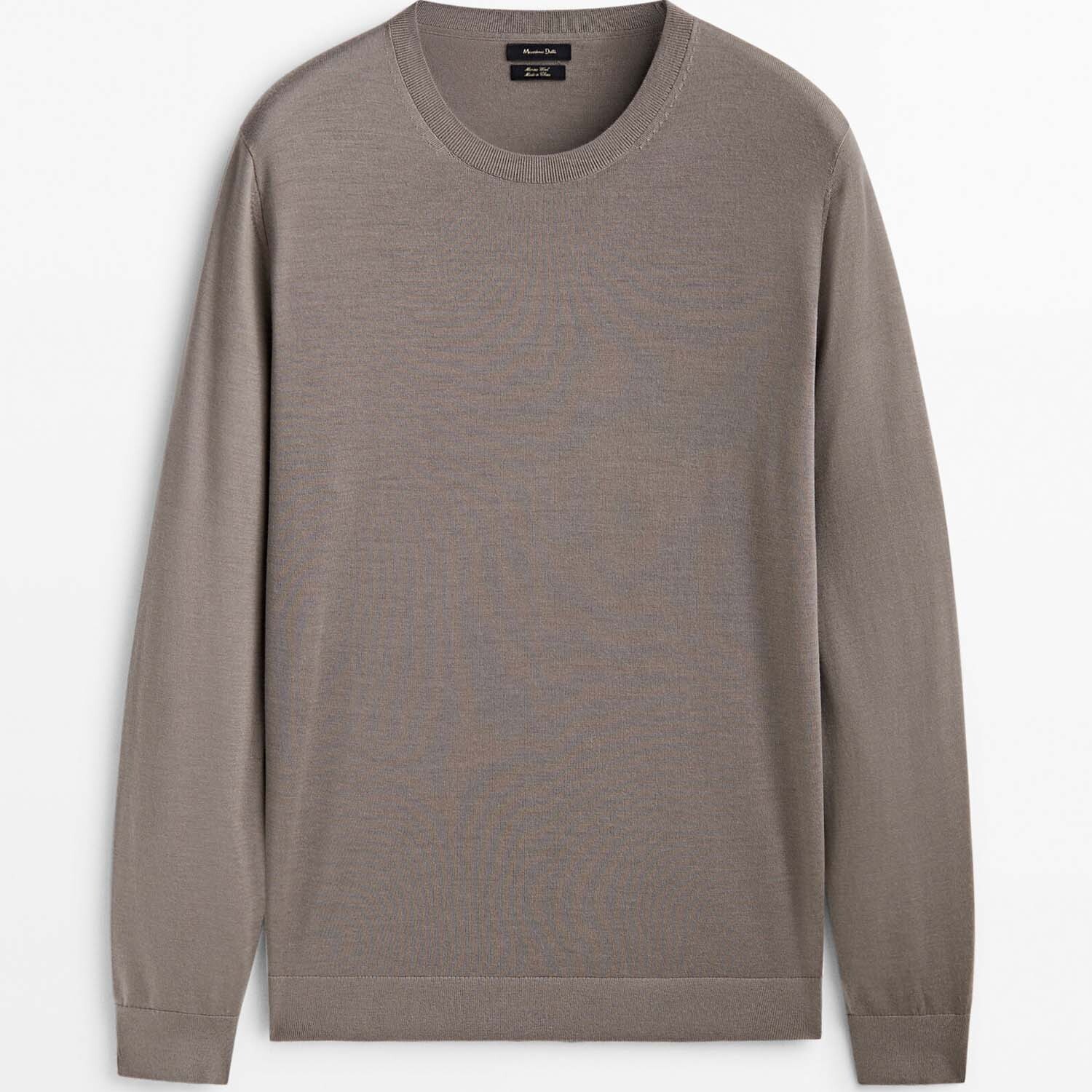 

Свитер Massimo Dutti Crew Neck In 100% Merino Wool, светло-коричневый