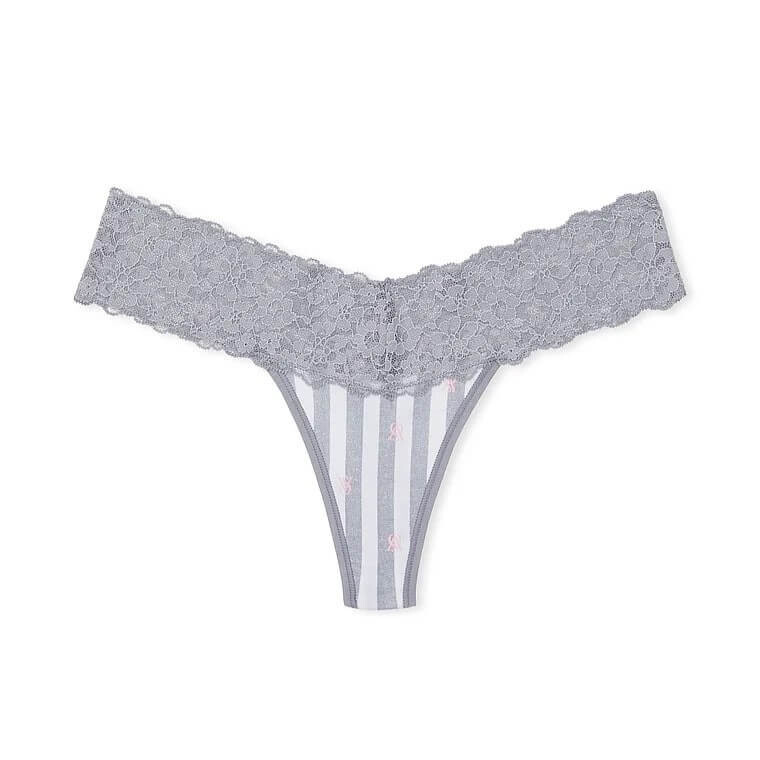 

Трусики-стринги Victoria's Secret The Lacie Lace-Waist Cotton, серый